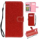 For Samsung Galaxy S10 5G Glitter Powder Horizontal Flip Leather Case with Card Slots & Holder & Photo Frame & Wallet(Red) - 1