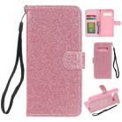 For Samsung Galaxy S10 Plus Glitter Powder Horizontal Flip Leather Case with Card Slots & Holder & Photo Frame & Wallet(Pink) - 1