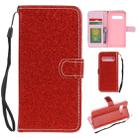 For Samsung Galaxy S10e Glitter Powder Horizontal Flip Leather Case with Card Slots & Holder & Photo Frame & Wallet(Red) - 1