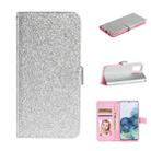 For Samsung Galaxy S20 Plus Glitter Powder Horizontal Flip Leather Case with Card Slots & Holder & Photo Frame & Wallet(Silver) - 1