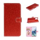 For Samsung Galaxy S20 Plus Glitter Powder Horizontal Flip Leather Case with Card Slots & Holder & Photo Frame & Wallet(Red) - 1