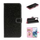 For Samsung Galaxy S20 Plus Glitter Powder Horizontal Flip Leather Case with Card Slots & Holder & Photo Frame & Wallet(Black) - 1