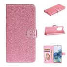 For Samsung Galaxy S20 Ultra Glitter Powder Horizontal Flip Leather Case with Card Slots & Holder & Photo Frame & Wallet(Pink) - 1