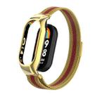 For Xiaomi Mi Band 8 Integrated Metal Case + Milanese Magnetic Watch Band(Gold+Red) - 1
