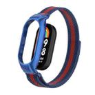 For Xiaomi Mi Band 8 Integrated Metal Case + Milanese Magnetic Watch Band(Blue+Red) - 1
