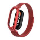 For Xiaomi Mi Band 8 Integrated Metal Case + Milanese Magnetic Watch Band(Red) - 1