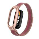 For Xiaomi Mi Band 8 Integrated Metal Case + Milanese Magnetic Watch Band(Rose+Pink) - 1