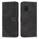 For Samsung Galaxy A02s US 166mm Skin Feel Stripe Pattern Leather Phone Case with Lanyard(Black) - 2