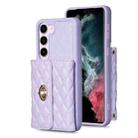 For Samsung Galaxy S23 5G Horizontal Metal Buckle Wallet Rhombic Leather Phone Case(Purple) - 1