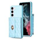 For Samsung Galaxy S23 5G Horizontal Metal Buckle Wallet Rhombic Leather Phone Case(Blue) - 1