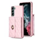 For Samsung Galaxy S22+ 5G Horizontal Metal Buckle Wallet Rhombic Leather Phone Case(Pink) - 1