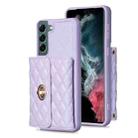 For Samsung Galaxy S22+ 5G Horizontal Metal Buckle Wallet Rhombic Leather Phone Case(Purple) - 1