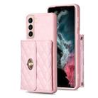 For Samsung Galaxy S21 5G Horizontal Metal Buckle Wallet Rhombic Leather Phone Case(Pink) - 1