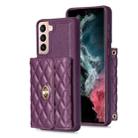For Samsung Galaxy S21 5G Horizontal Metal Buckle Wallet Rhombic Leather Phone Case(Dark Purple) - 1