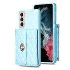 For Samsung Galaxy S21 5G Horizontal Metal Buckle Wallet Rhombic Leather Phone Case(Blue) - 1