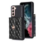 For Samsung Galaxy S21+ 5G Horizontal Metal Buckle Wallet Rhombic Leather Phone Case(Black) - 1