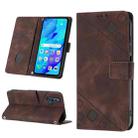 For Huawei nova 5T / Honor 20 Skin-feel Embossed Leather Phone Case(Brown) - 1