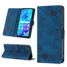 For Huawei nova 5T / Honor 20 Skin-feel Embossed Leather Phone Case(Blue) - 1