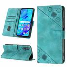 For Huawei nova 5T / Honor 20 Skin-feel Embossed Leather Phone Case(Green) - 1