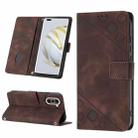 For Huawei nova 10 Pro Skin-feel Embossed Leather Phone Case(Brown) - 1