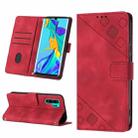 For Huawei P30 Pro Skin-feel Embossed Leather Phone Case(Red) - 1