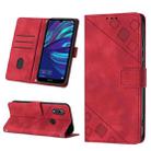For Huawei Y7 2019 / Enjoy 9 Skin-feel Embossed Leather Phone Case(Red) - 1