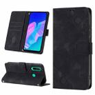 For Huawei Y7p/Honor 9C Global/P40 lite E Skin-feel Embossed Leather Phone Case(Black) - 1