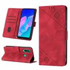For Huawei Y7p/Honor 9C Global/P40 lite E Skin-feel Embossed Leather Phone Case(Red) - 1