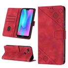 For Huawei Enjoy 7S/Honor 9 Lite/Honor 9i Skin-feel Embossed Leather Phone Case(Red) - 1