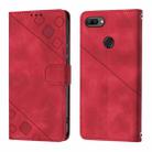 For Huawei Enjoy 7S/Honor 9 Lite/Honor 9i Skin-feel Embossed Leather Phone Case(Red) - 2