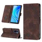 For Huawei Enjoy 50 / nova Y70 Plus Global Skin-feel Embossed Leather Phone Case(Brown) - 1