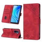 For Huawei Enjoy 50 / nova Y70 Plus Global Skin-feel Embossed Leather Phone Case(Red) - 1
