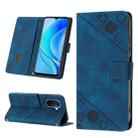 For Huawei Enjoy 50 / nova Y70 Plus Global Skin-feel Embossed Leather Phone Case(Blue) - 1