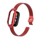 For Xiaomi Mi Band 8 Integrated Metal Case + Steel Mesh Slip Buckle Watch Band(Red) - 1
