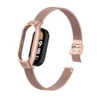 For Xiaomi Mi Band 8 Integrated Metal Case + Steel Mesh Slip Buckle Watch Band(Rose Red) - 1