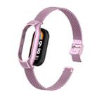 For Xiaomi Mi Band 8 Integrated Metal Case + Steel Mesh Slip Buckle Watch Band(Rose Pink) - 1
