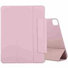 For iPad Pro 12.9 inch(2020) Horizontal Flip Ultra-thin Double-sided Clip Active Buckle Magnetic PU Leather Tablet Case With Three-folding Holder & Sleep / Wake-up Function(Pink) - 1