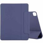 For iPad Pro 12.9 inch(2020) Horizontal Flip Ultra-thin Double-sided Clip Active Buckle Magnetic PU Leather Tablet Case With Three-folding Holder & Sleep / Wake-up Function(Dark Blue) - 1