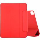 For iPad Pro 12.9 inch(2020) Horizontal Flip Ultra-thin Double-sided Clip Active Buckle Magnetic PU Leather Tablet Case With Three-folding Holder & Sleep / Wake-up Function(Red) - 1