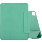 For iPad Pro 12.9 inch(2020) Horizontal Flip Ultra-thin Double-sided Clip Active Buckle Magnetic PU Leather Tablet Case With Three-folding Holder & Sleep / Wake-up Function(Grass Green) - 1