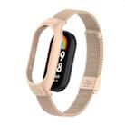 For Xiaomi Mi Band 8 Integrated Metal Case + Steel Mesh Buckle Watch Band(Milk Tea Color) - 1