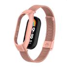 For Xiaomi Mi Band 8 Integrated Metal Case + Steel Mesh Buckle Watch Band(Bright Pink) - 1