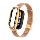 For Xiaomi Mi Band 8 Integrated Metal Case + Steel Mesh Buckle Watch Band(Rose Gold) - 1