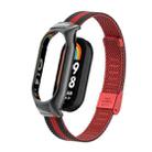 For Xiaomi Mi Band 8 Integrated Metal Case + Steel Mesh Buckle Watch Band(Black+Red) - 1