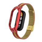 For Xiaomi Mi Band 8 Integrated Metal Case + Steel Mesh Buckle Watch Band(Red+Gold) - 1