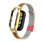 For Xiaomi Mi Band 8 Integrated Metal Case + Steel Mesh Buckle Watch Band(Gold+Red) - 1