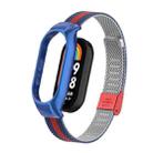 For Xiaomi Mi Band 8 Integrated Metal Case + Steel Mesh Buckle Watch Band(Blue+Red) - 1