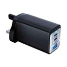 65W Dual PD USB-C / Type-C + USB 3-Port Gan Fast Charging Charger, Plug:UK Plug(Black) - 1
