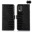 For Nokia C32 4G Crocodile Top Layer Cowhide Leather Phone Case(Black) - 1