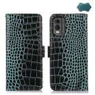 For Nokia C32 4G Crocodile Top Layer Cowhide Leather Phone Case(Green) - 1